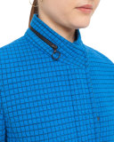 Stand-Collar Jacquard Jacket, Azure