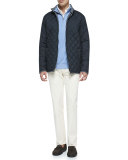 Cotton-Blend 1/2-Zip Pullover, Elixir Blue
