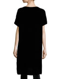 Short-Sleeve Washable Velvet Step Dress 