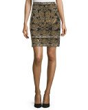 Sequined A-Line Mini Skirt, Caviar