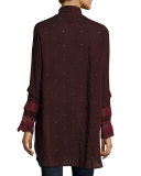 Long-Sleeve Pintucked Button-Front Tunic