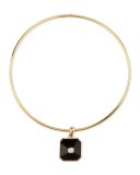 18K Gold Pyramid Onyx & Diamond Pendant Collar Necklace