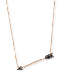 14k Rose Gold Arrow Pendant Necklace w/ Black Diamonds