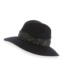 Wide-Brim Fedora w/Knotted Band, Navy
