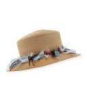 Braided Straw Feather Plume Hat