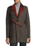 Barnet Reversible Tweed Coat, Oxford/Karkadé Red