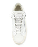 Croc-Embossed Low-Top Sneaker, White