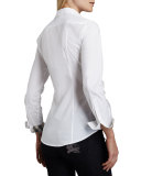 Check-Collar Blouse, White