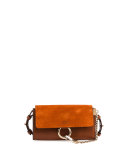 Faye Suede/Leather Wallet-on-a-Strap, Tan