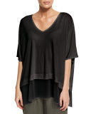 Half-Sleeve Silk Jersey Blouse 