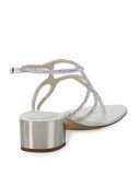 Crystal T-Strap 40mm Sandal, White