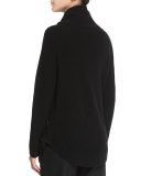 Side-Zip Ribbed Turtleneck Sweater