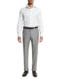Parker Flat-Front Wool Trousers, Light Gray