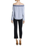 Off-the-Shoulder Boxy Polka-Dot Top, Oxford