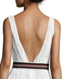 Embroidered O-Ring Belt, Black/Cream/Red