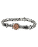 Men's Sterling Silver & Copper Bracelet w/Spinel