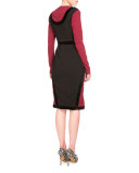 Becca Long-Sleeve Two-Tone Dress, Burgundy