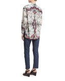 Paisley Straight-Leg Ankle Jeans, Blue