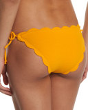 Mott Tie-Side Scalloped Swim Bottom, Papaya