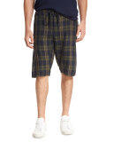 Plaid Drop-Rise Drawstring Shorts