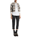 Monili-Trim Cropped Pants, Anthracite