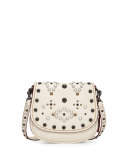 17 Western-Rivet Leather Saddle Bag, Chalk