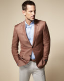 Plaid Wool Two-Button Sport Coat, Rust