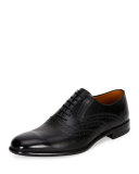 Perforated Calfskin Leather Dress Shoe, Black