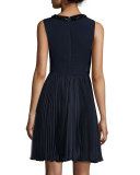 Sleeveless Pleated-Skirt Combo Dress
