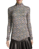 Lavish Floral Turtleneck Top