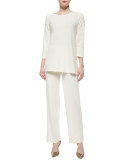 Ottoman Knit 3/4-Sleeve Tunic