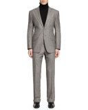 O'Connor Base Windowpane Two-Piece Suit, Ivory/Black