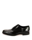 Geoff High-Shine Calfskin Balmoral, Black