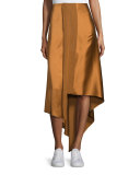 Sydney Silk Satin Midi Skirt, Coppertone
