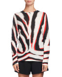 Zebra-Print Long-Sleeve Tee, Multi