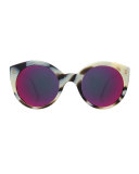 Palm Beach Mirrored Sunglasses, Horn/Pink