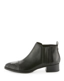 Alie Leather Cap-Toe Bootie, Black