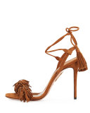Wild Thing Suede 105mm Sandal, Cognac