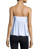 Eloise Striped Poplin Tank, Light Blue/White