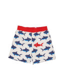 Shark-Print Swim Trunks, Blue/White, Size 6-24 Months