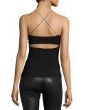 Strappy Cross-Back Cutout Camisole, Black