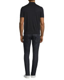Cotton/Silk Short-Sleeve Polo Shirt, Black