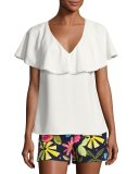 Dolce Crepe Cape Top, White