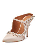 Crystal-Trim Mary Jane 110mm Mule, Nude Pink