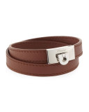 Men's Leather Double-Wrap Bracelet, Brown
