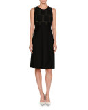 Sleeveless Fil Coupe A-Line Dress, Black