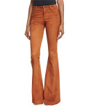 Suede Flare Pants, Tan