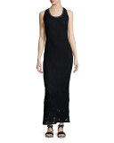 Sleeveless Crochet Maxi Dress, Black