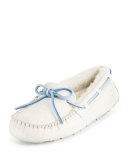 I Do! Shimmery Suede Bridal Dakota Slipper, White