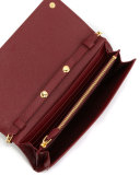 Saffiano Wallet on a Chain, Wine (Cerise)